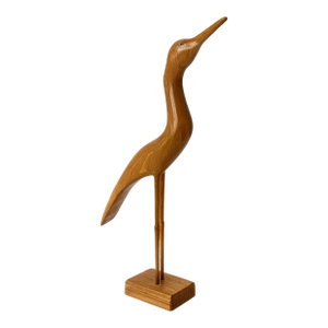 Mid-Century Modern Sculptural Wooden Shorebird — Signed W. Haynes (1950s)