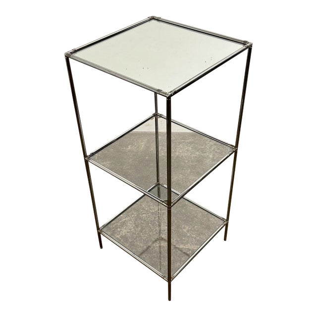 Mid 20th Century Poul Cadovius “Abstracta” 3-Shelf Chrome and Glass Display Bookcase For Sale