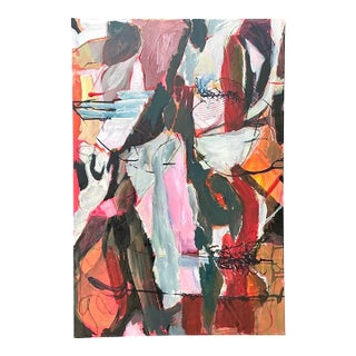 Vintage Abstract Expressionist Oil Painting on Canvas For Sale