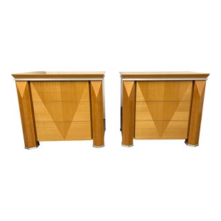 Giorgio Collection Art Deco Style Maple Nightstands - a Pair For Sale