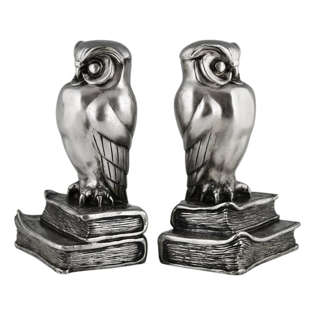 Art Deco Bronze Owl Bookends by Marcel Bouraine, 1925, Set of 2 For Sale