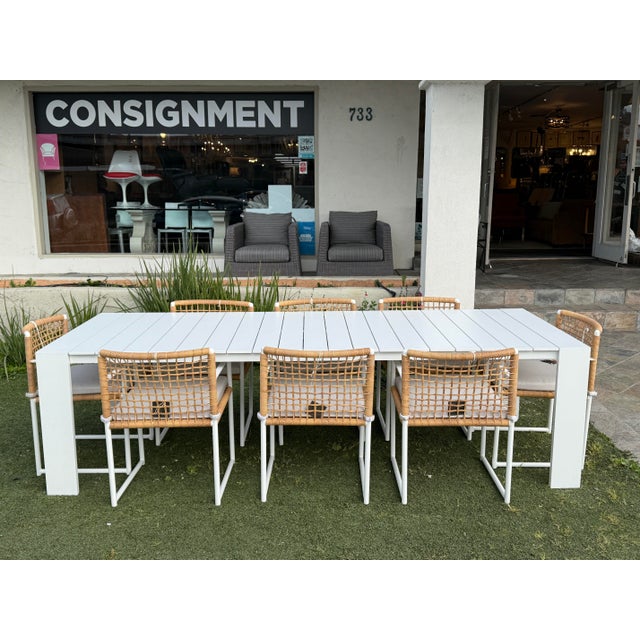 Harbour Outdoor Hayden Dining Table + Loop Rattan Dining Chairs, Set For Sale - Image 9 of 12
