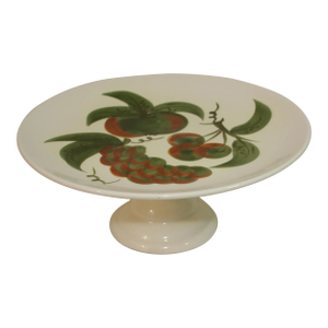 Vintage 1960s Stangl Pottery Orchard Song Pattern Hand Painted Pedestal Cake Plate