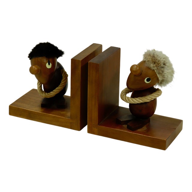 Danish Optimist and Pessimist Bookends by Hans Bolling, 1960s, Set of 2 For Sale