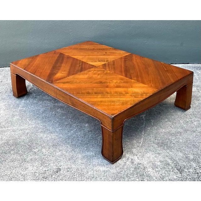 Wood Vintage Chevron Wood Coffee Table For Sale - Image 7 of 12