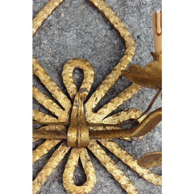 Hand Forged and Gilded Iron Four-leaf Clover Sconce by Pier Luigi Colli, 1950s For Sale - Image 9 of 13