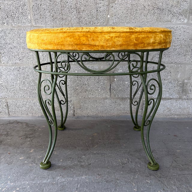 A Pair of Vintage Mid-Century Modern Wrought Iron Bench / Foot Stools. Circa 1960s For Sale - Image 16 of 18