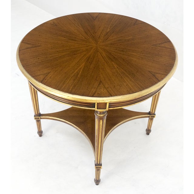 Widdicomb 26" Round Gold Gilt Side End Lamp Table Stand Book Matched Veneer For Sale - Image 10 of 11