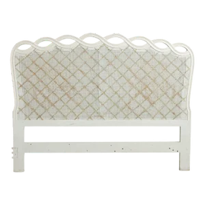 French Provincial Style Queen Size Painted Caned Headboard