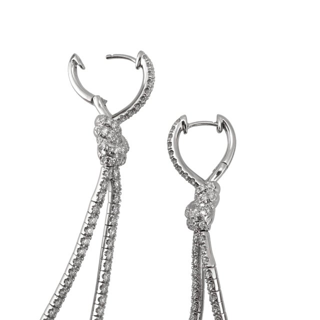 Early 21st Century Kwiat Entwine Collection Platinum 2.05ctw Pave Diamond Knotted Drop Earrings, Pair For Sale - Image 5 of 7