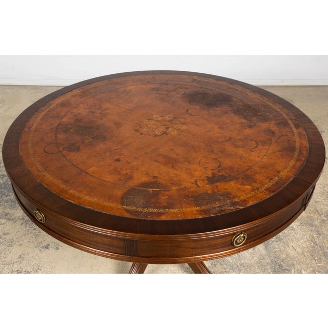 Early 20th Century English Regency Revival Leather Top Center Table For Sale - Image 15 of 18