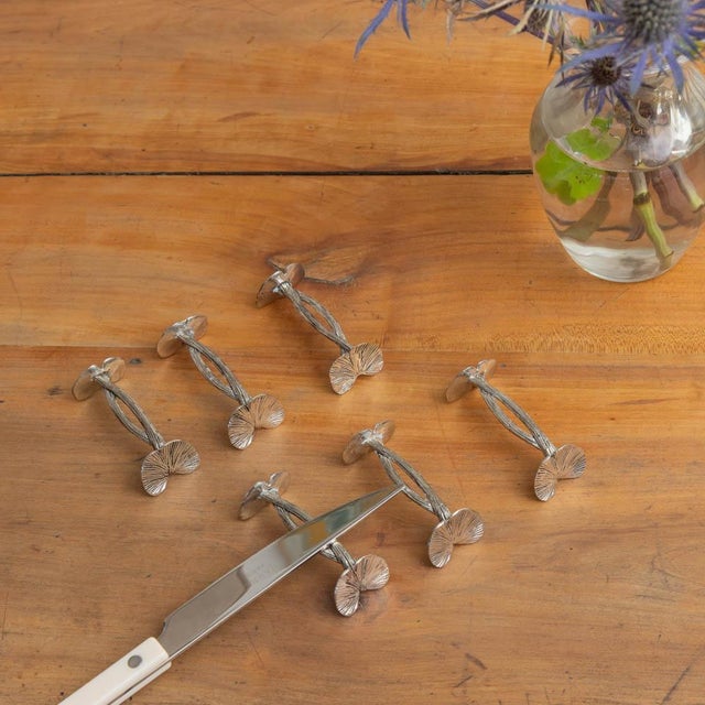 Beautiful set of 6 vintage silver plate clover knife rests from France, 1930s. Whimsical design and delicate details....