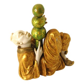 Handmade Polychrome Porcelain Statuette from Royal Worcester, England, 1800s For Sale