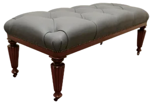 Large Deeply Buttoned Chesterfield Library Stool in Leather, 1870