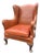 Classic Saddle Leather Wingback Chair For Sale