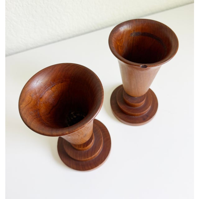 1930s Art Deco Treen Vases, a Pair For Sale - Image 4 of 10