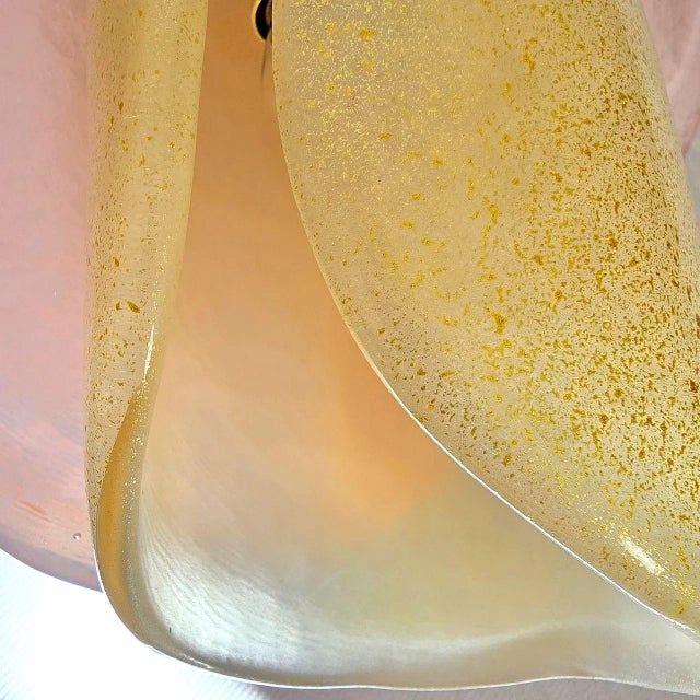 Pink Pair of Pink and Gold Murano Glass Sconces 1990s For Sale - Image 8 of 12