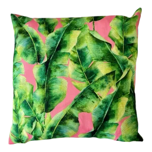 Contemporary Dominican Banana Leaves with Pink Pillow Cover