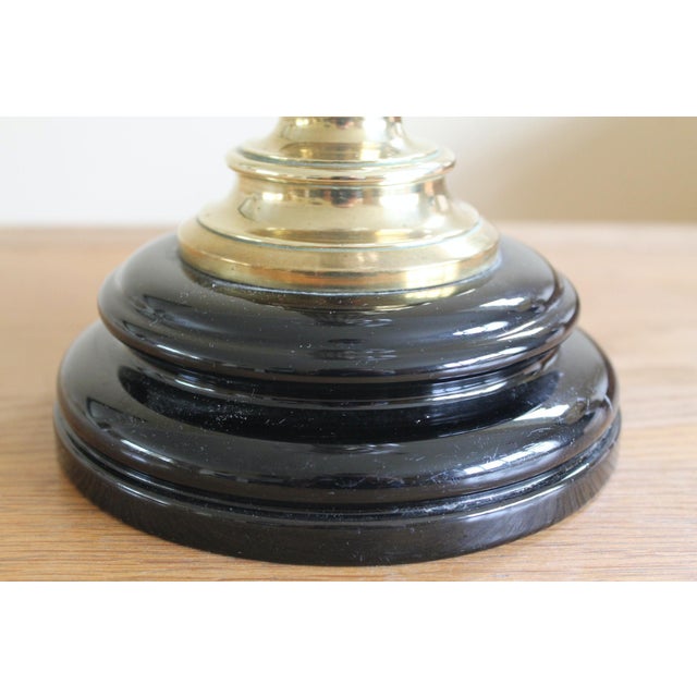 Art Nouveau Oil Lamp with Hand Blown, Etched Glass Shade and Duplex Burner, 1890s For Sale - Image 9 of 13