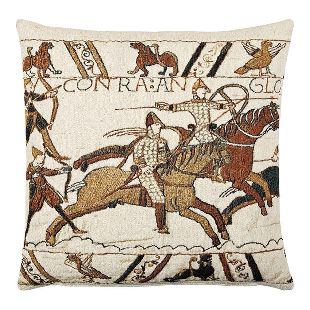 Bayeux-Battle (Woollen) Tapestry Cushion With Feather Filler - 43x43cm (17"x17") For Sale