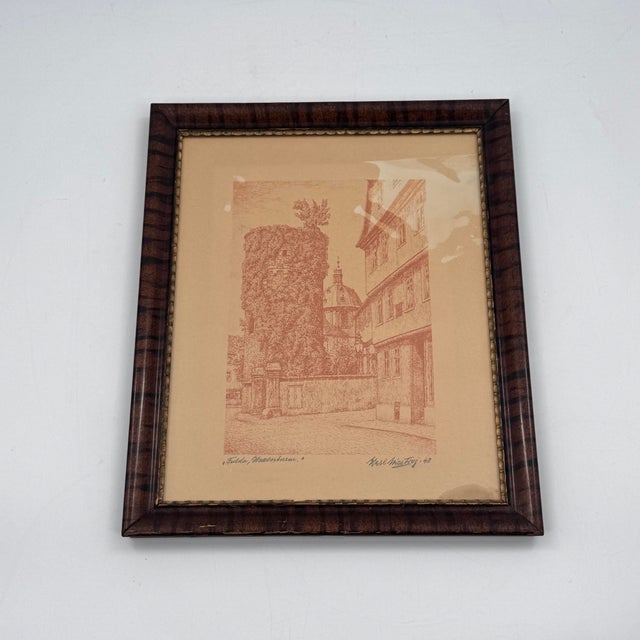 Vintage 1948 Fulda Germany Hexenturm Witches Tower Sepia Print For Sale In Tampa - Image 6 of 10