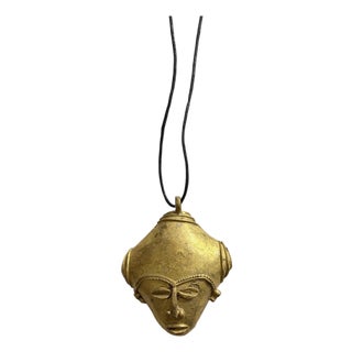 African Baule Gold Weight Passport/Pendant Bronze Mask For Sale