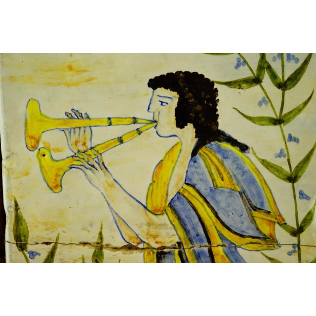 20th Century, Archaic Ceramic Tile Plaque with Wooden Support, Viterbo Tuscia Italy., 1920s, Ceramic For Sale - Image 11 of 18