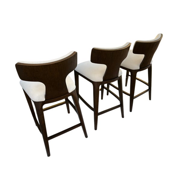 Rh Ligné Fabric Counter Stools — Set of 3 For Sale In Columbus - Image 6 of 15