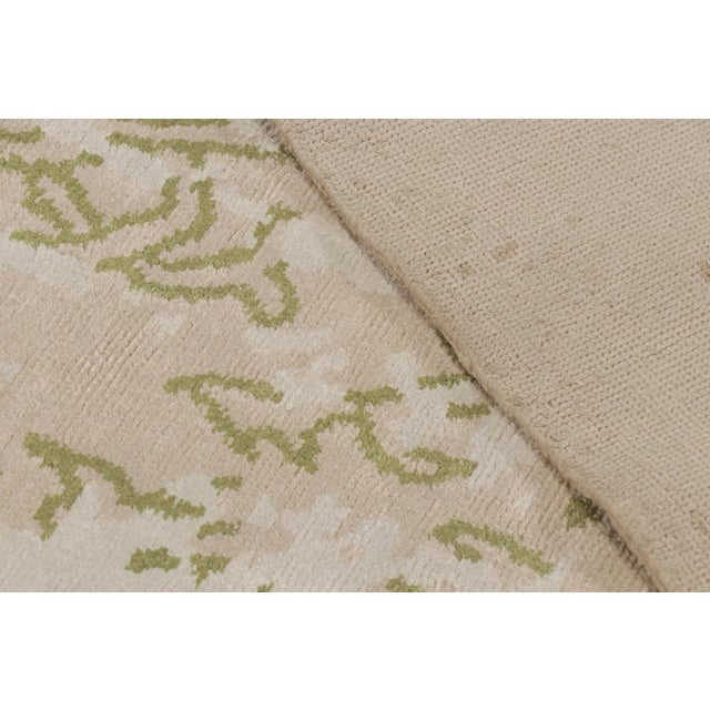 Textile Contemporary Beige Green Runner Geometric Floral Silk Rug by Rug & Kilim For Sale - Image 7 of 7