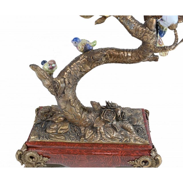 French Bronze Branches with Porcelain Birds and Flowers, Set of 2 For Sale - Image 14 of 18