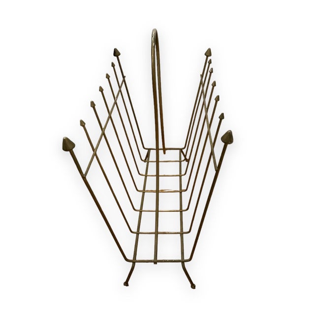 Vintage Atomic Modern Gold Wire Magazine Rack Chairish