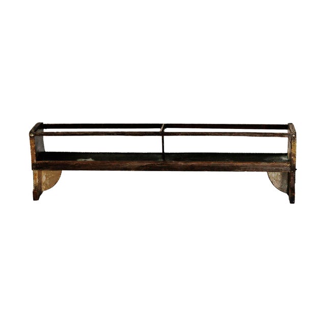 Antique early 20th century folk art wooden wall shelf. Original distressed painted surface. Shelf is structurally sound....