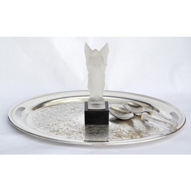 1930s Art Deco René Lalique Style Desna Frosted Glass Figure Fairy Flowing Wings For Sale - Image 12 of 13