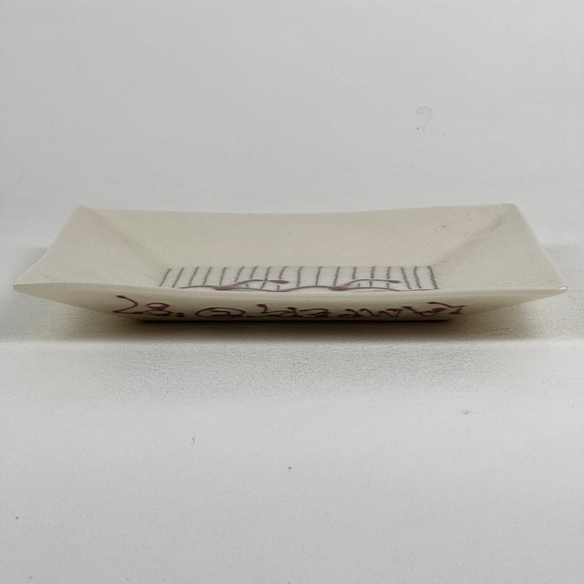 Signed Vintage Rectangular Ceramic Art Plate With Fruit Design, C 1987 For Sale - Image 4 of 6