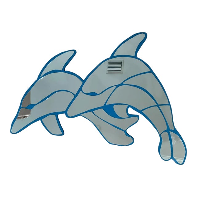 Vintage Monumental Coastal Twin Dolphin Wall Mirror For Sale
