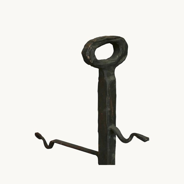 1950s Vintage Brutalist Wrought Iron Andirons, Italy, 1950s, Set of 2 For Sale - Image 5 of 10