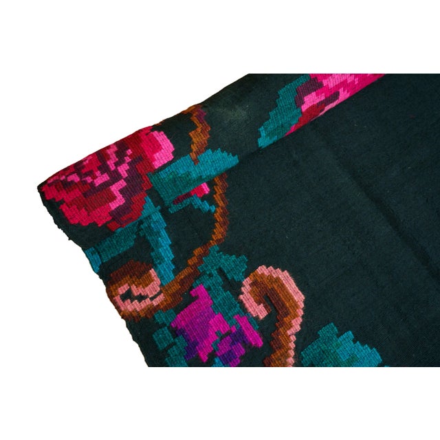Vintage Romanian Floral Wool Flatweave Scoarță Rug with Rose Bouquet Pattern, 1960s For Sale - Image 13 of 14