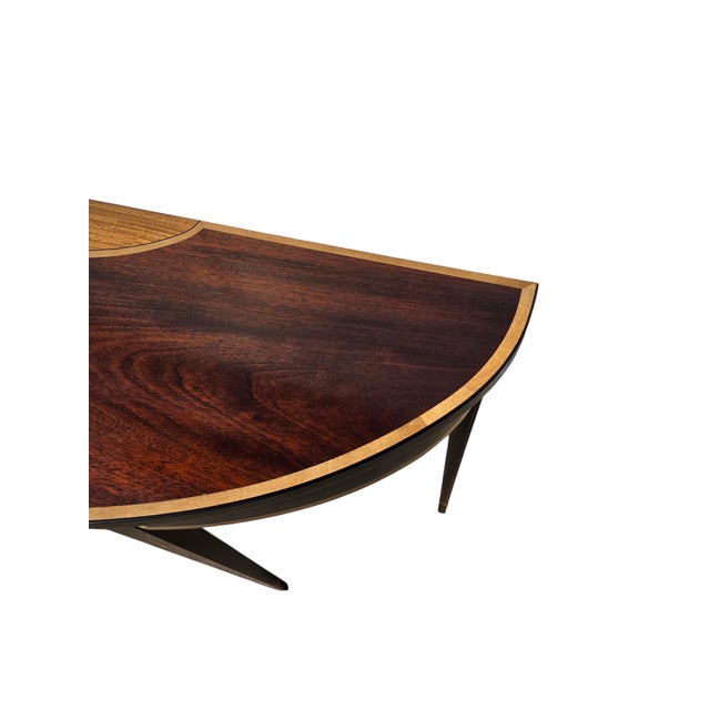 1980s Stickley Federal Style Demilune Mahogany Inlaid Yew Wood Hall Console Table For Sale - Image 11 of 18