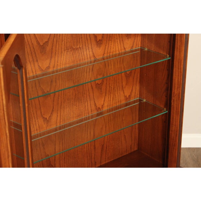 1990s Jasper Cabinet Chippendale Style Carved Oak Secretary Desk For Sale - Image 4 of 12