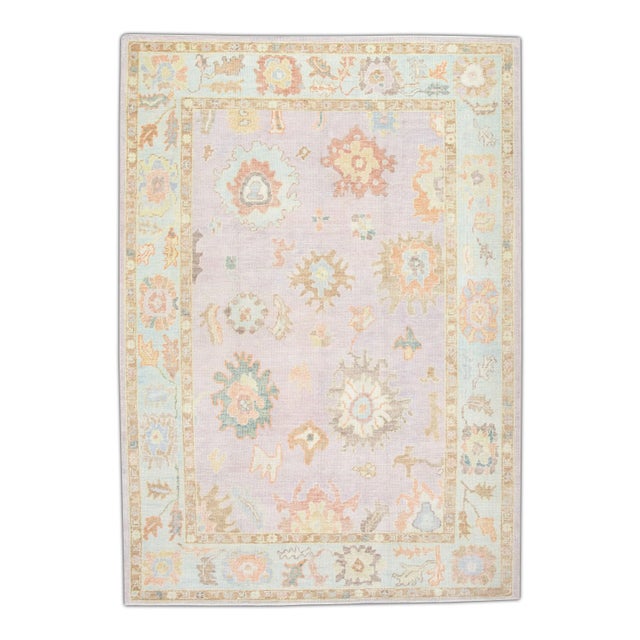 Early 21st Century Pink Multicolor Handwoven Turkish Oushak Rug 6'2" X 8'10" For Sale - Image 9 of 9