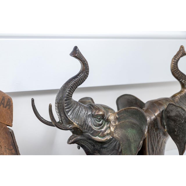 Late 20th Century Vintage Silvered Bronze Elephant Form Bookends—A Pair For Sale - Image 5 of 5
