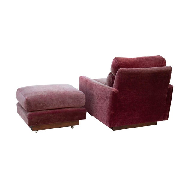 Textile Raspberry Velvet Lounge Chair and Ottoman For Sale - Image 7 of 10