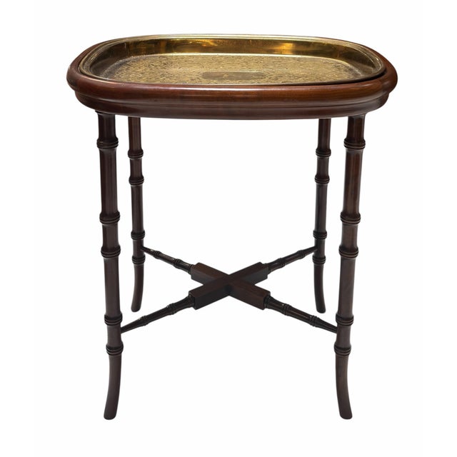 Regency Style Faux Bamboo Single Cocktail Tray Table.