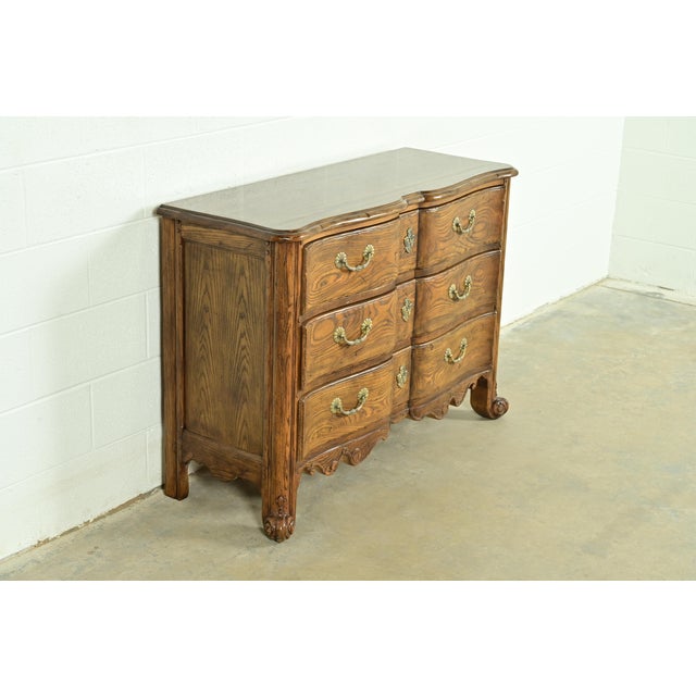 Baker Furniture Company Baker Furniture French Provincial Louis XV Carved Oak Dresser or Chest of Drawers For Sale - Image 4 of 16