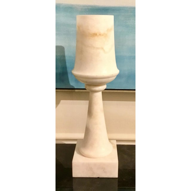 2010s Transitional Onyx Torchere Table Lamp For Sale - Image 5 of 6