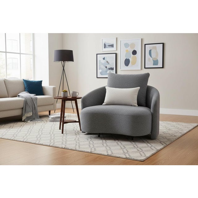 Modern Serene Outdoor Modern Armchair Grey Bouclé - Gray Fabric For Sale - Image 3 of 6