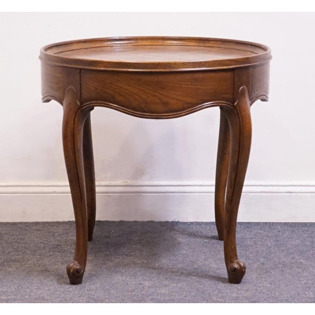 Baker Furniture Solid Walnut Country French Provincial 26" Round Accent End Table For Sale - Image 10 of 10