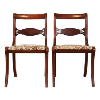 Kindel Furniture Style Regency Carved Mahogany Side Chairs or Dining Chairs, Pair For Sale