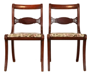 Kindel Furniture Style Regency Carved Mahogany Side Chairs or Dining Chairs, Pair