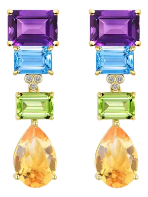 GemFusion 24.45ctw Amethyst Topaz Peridot Citrine Diamond Convertible Drop Earrings